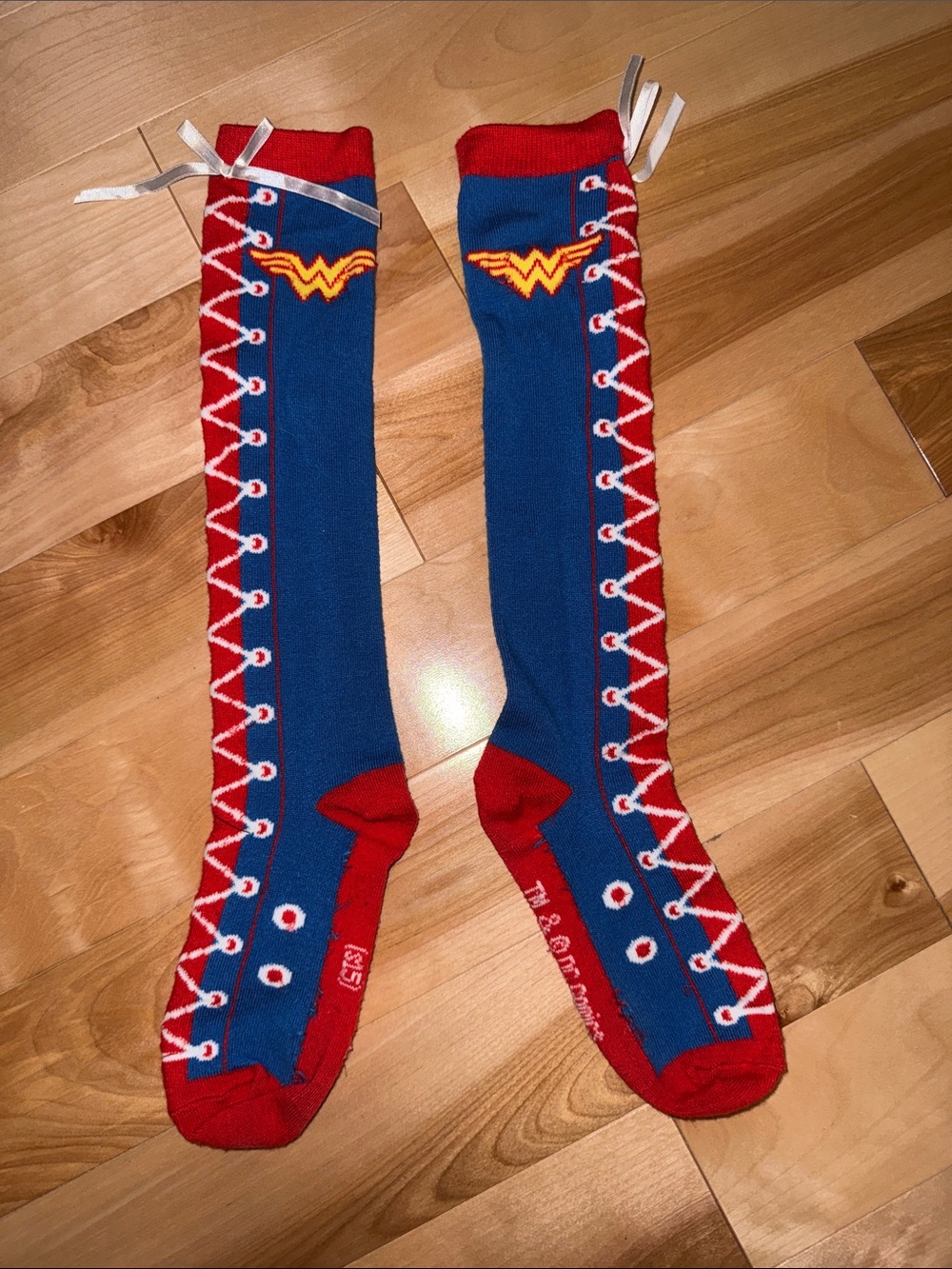 Wonder Woman Character Socks Blue & Red Knee-High Socks DV Comics SuperFun